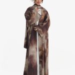 Neuness Marble Printed Open Front Abaya Coffee