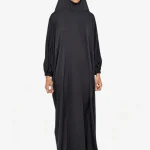 Women’s Modest Prayer Dress with Shirred Sleeve Detail – Full Length Islamic Salah Abaya, Comfortable Daily Namaz Dress
