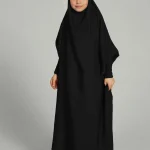 Neuness Girls One Piece Prayer Dress with Tie-Back Hoodie - Black | Kids Modest Prayer Outfit