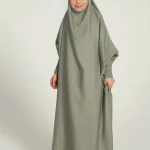 Neuness Girls One Piece Prayer Dress with Tie-Back Hoodie - Light Green | Kids Modest Prayer Outfit