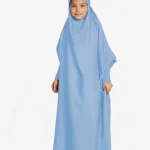 Neuness Girls One Piece Prayer Dress with Tie-Back Hoodie - Sky Blue | Kids Modest Prayer Outfit