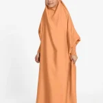 Neuness Girls One Piece Prayer Dress with Tie-Back Hoodie - Orange | Kids Modest Prayer Outfit