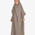 Neuness Girls One Piece Prayer Dress with Tie-Back Hoodie - Taro Color | Kids Modest Prayer Outfit