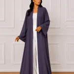 Women’s Purple Open Front Abaya – Elegant Full-Length Modest Kimono Style